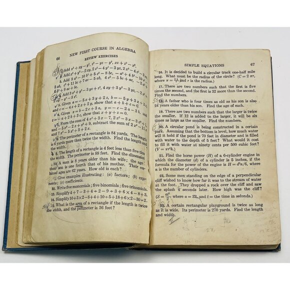 New First Course In Algebra by Hawkes-Luby-Touton 1925 Texas Textbook Hardcover - Picture 6 of 13